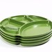 vintage avocado green divided snack plates . set of 4 Japanese Melmac trays . perfect for your next picnic