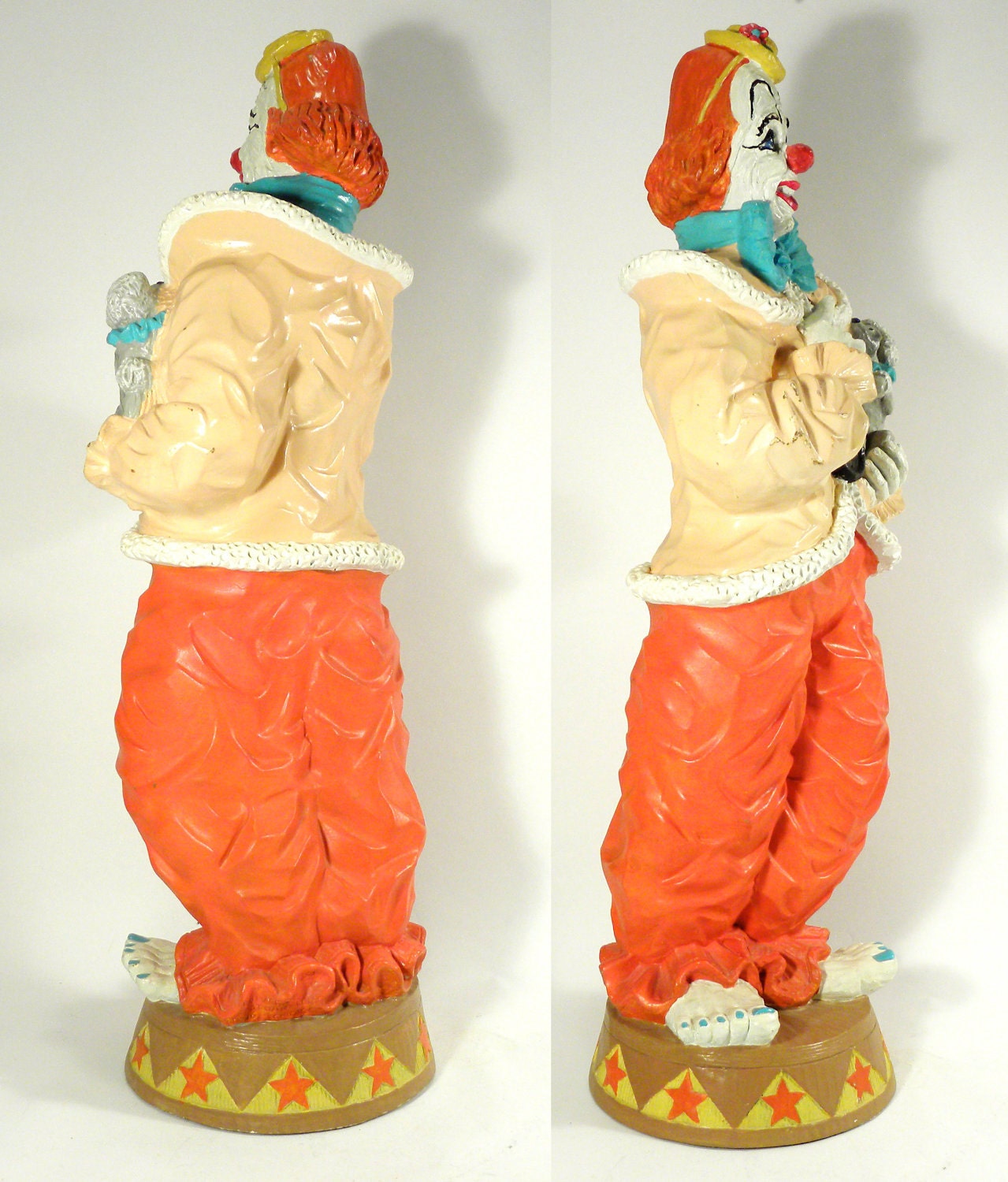 large vintage clown statue . bow tie and poodle by jetsetvintage