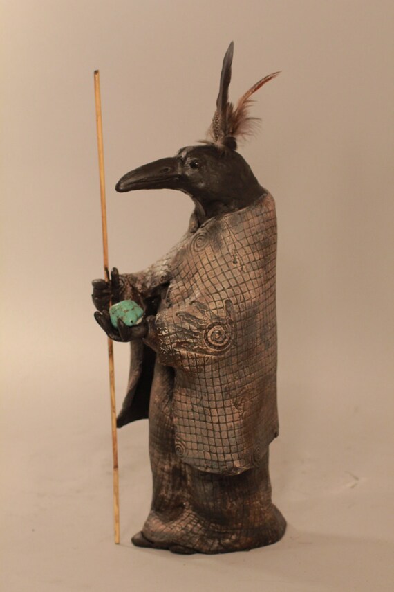 Misha Raven Sculpture Native American Animal Spirit by MishasArt