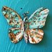 Copper Butterfly Ornament or Pendant - with black accents and turquoise blue-green patina - OOAK