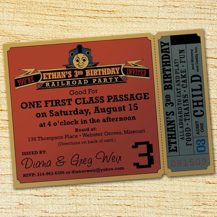 railroad party invite (With images) | Train birthday party invitations ...