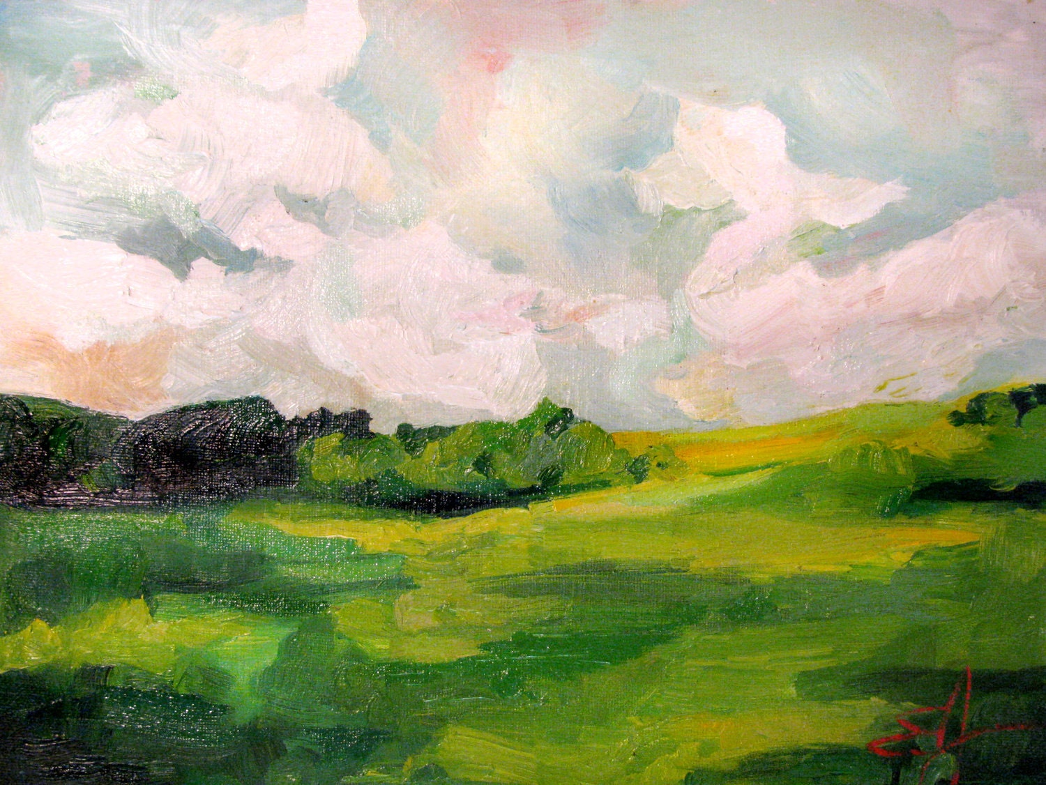 The Grass Looks Greener When the Sky Dances An Original Oil