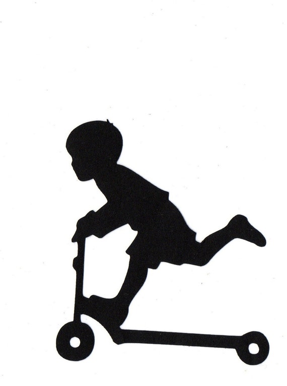 Items similar to BOY riding scooter Child Silhouette die 