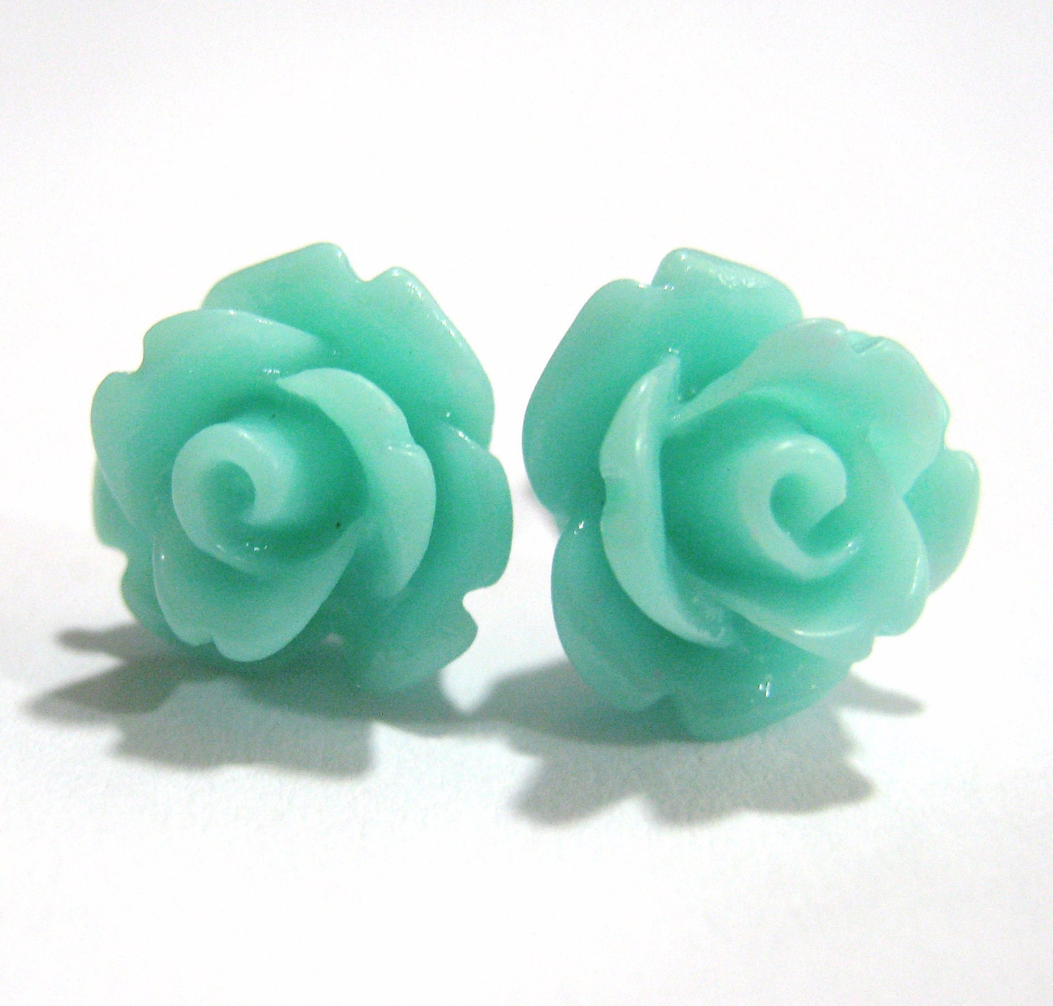 small rose earrings mint by sweetfairyboutique on Etsy