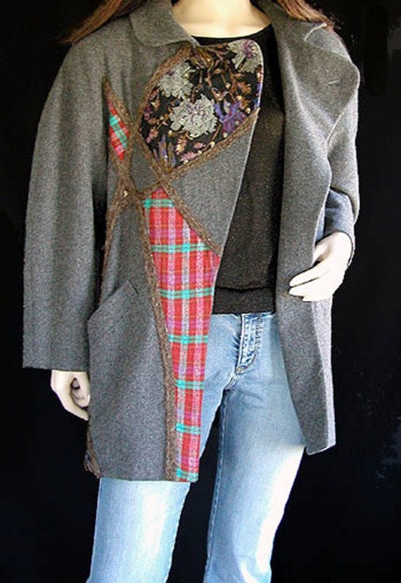 Koos Van Den Akker Vintage Coat Grey Wool Artsy Print