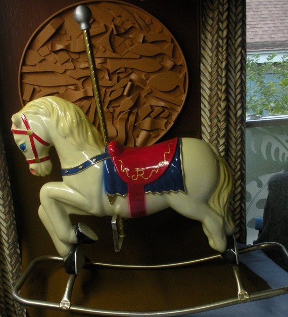 Vintage RIDE-ON childrensTOY rocking horse carousel pony very