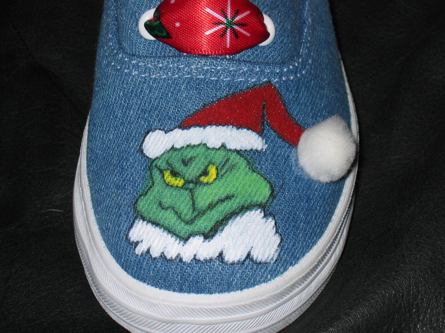 Holiday Grinch shoes by Buttercup Customs