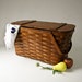 Large Vintage Picnic Basket with Dinnerware