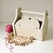 Vintage Wood Box with Handle and Hinged Lids - Creamy White Paint