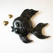 1950s Black Ceramic Fish Wall Plaque - Atomic Kitsch
