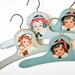 4 Vintage Child Hangers - Shades of Blue-Green - Children Faces