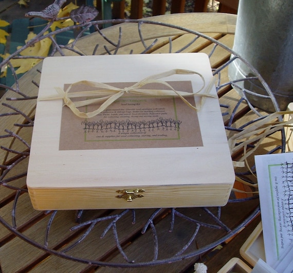 Garden Keeper Seed Saving Kit Wooden Box Tins by thesistersstudio