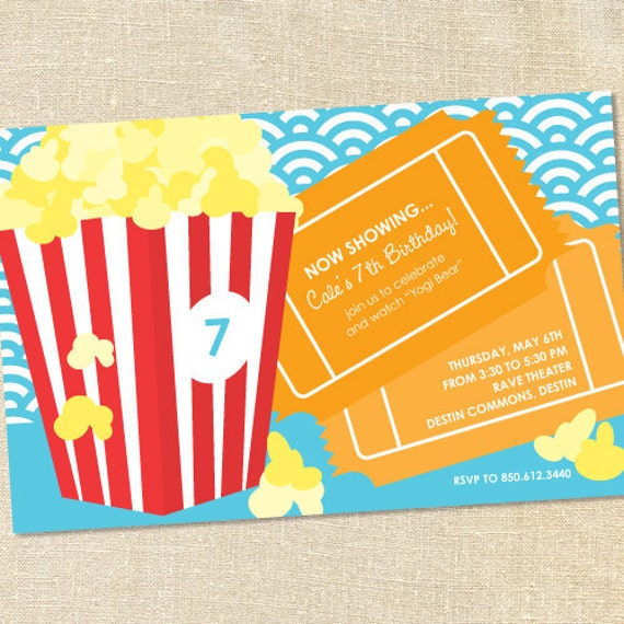 Popcorn Birthday Party Invitations 6