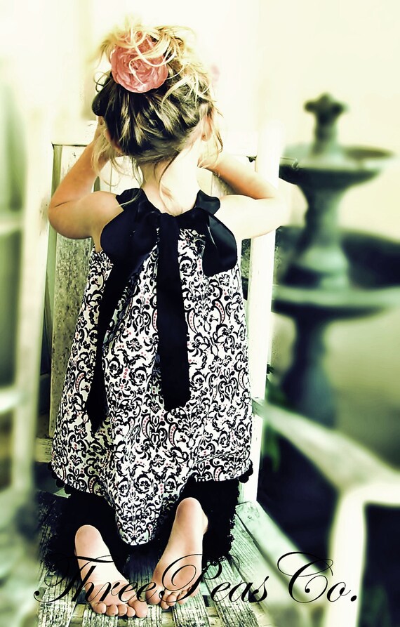 Items similar to Pillowcase Dress black damask on Etsy