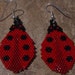 Lady Bug Earrings Hand Made Seed Beaded