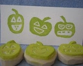 halloween pumpkin stamps, hand carved rubber stamp  set