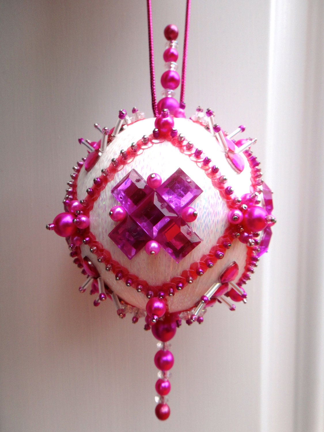 Satin beaded Christmas ornament kit Bejeweled Snowball