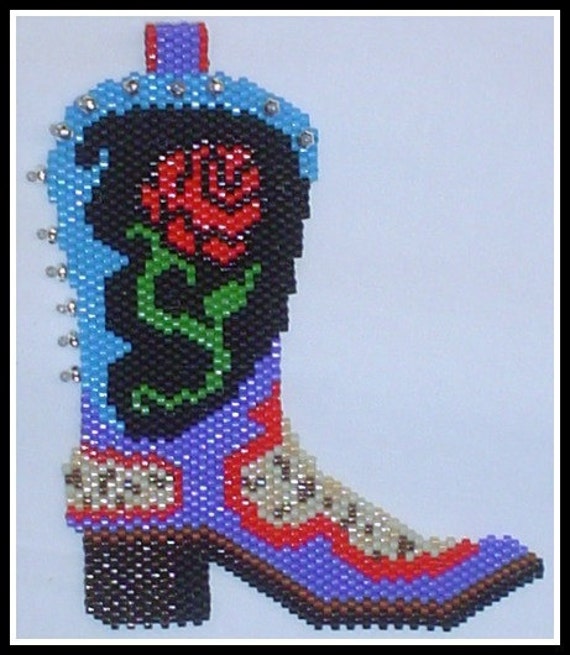 Items similar to Western Boot Bead pattern - PDF tutorial - La Reyna w ...