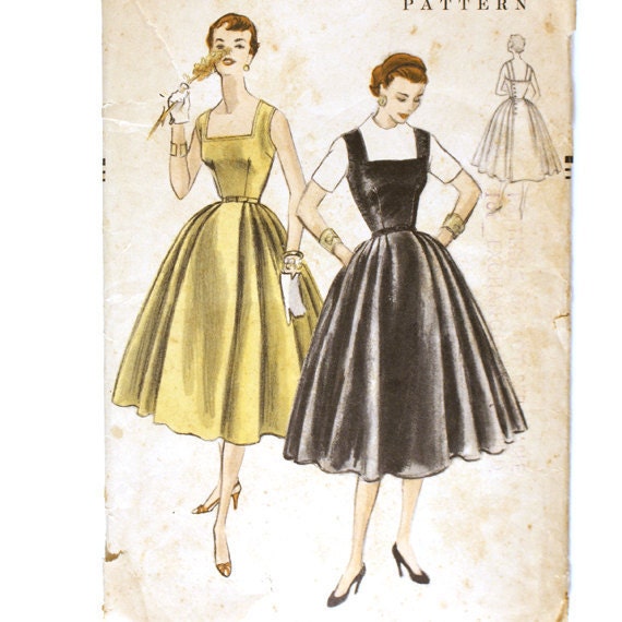 Vogue 8394 Misses 1950s Dress Pattern Bust 30 Full Pleated Skirt ...