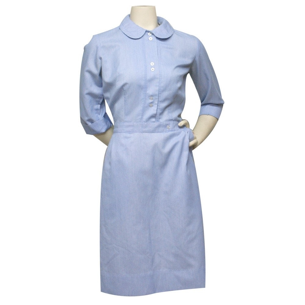 Vintage 1950s Diner Uniform Dress Blue by CraftyAnnesArtistry