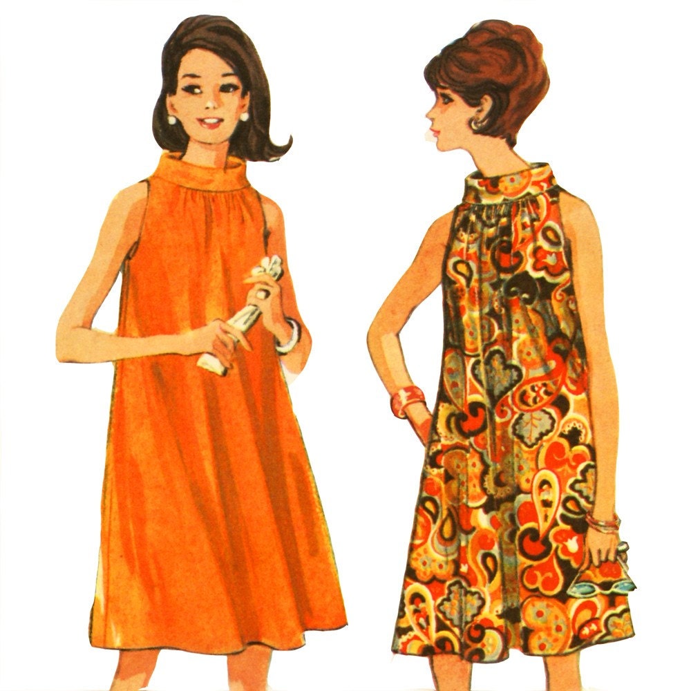 1960s Mod Tent Dress Pattern McCall's 8826 Bust 36 / M