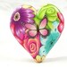 PUFFY HEART Focal BUTTERFLY Flower Polymer Clay Bead 1324