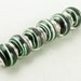 6 Lampwork European Rondelle Beads with Silver Plated Eyelets Striped 14mm (1020pan14g2)