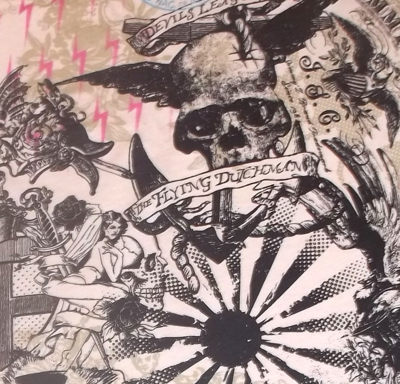 TATTOO awesome skull cotton jersey knit diy punk fabric