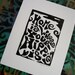 Hippie Art, Hippie Home Decor, Original lino print, linocut print, block print, Hippie house, black and white, home is where