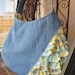 Sale - Medium Hobo Bag - Denim and Floral Ruffle - Lime Green Lemon Yellow
