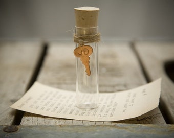 Message in a bottle letter service - custom Valentine, personalized card, Romantic Valentine's Day Card
