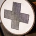 Classic Red Cross Wall Hanging in Hoop - Gray 4" hoop