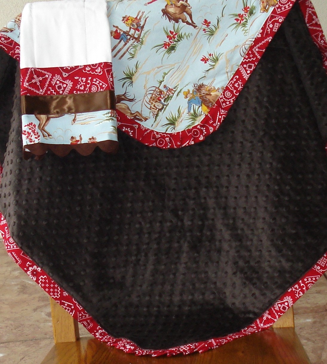 Western Minky Blanket and Burp Cloth by laurelwhite on Etsy