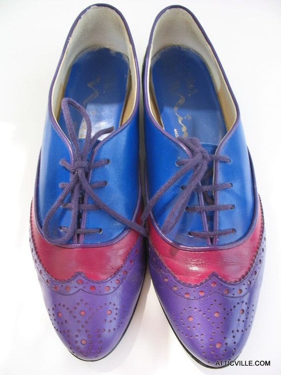 Vintage Multicolored oxford wingtip shoes for women. by Atticville