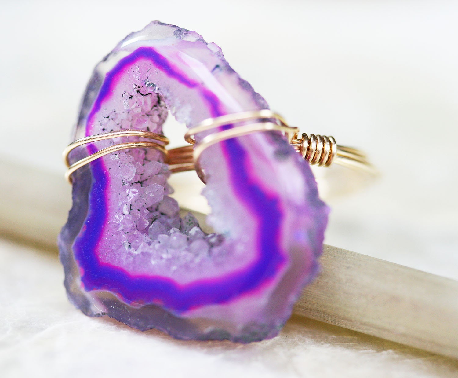 Druzy Ring Geode Ring Agate Slice Ring Colorful Ring 