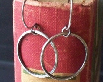 Round We Go oxidized sterling silver earrings