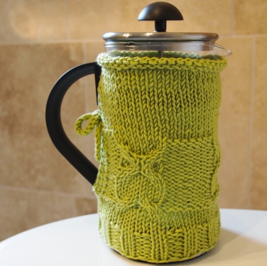 Owl French Press Cozy for IKEA Kaffee French Press in Lime