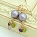 Lavender Pearl and Gemstone Beaded Earrings, Amethyst, Peridot, Mauve,Green, 14kt Gold Filled - LAVENDER FROST