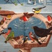 Irish Linen Dish Towel, Bird Motif
