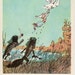 Fantasy Vintage postcard Fairy tale Gold key and Buratino adventure, 5, swan