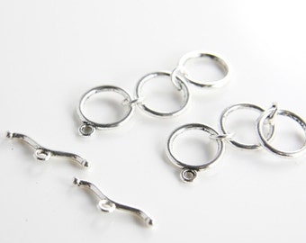 10 Sets Oxidized Silver Tone Base Metal Toggle Clasps (12135Y-K-129A)