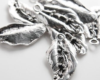 8pcs Oxidized Silver Tone Base Metal Charms-Flower 41x22mm (20232Y-E-371)