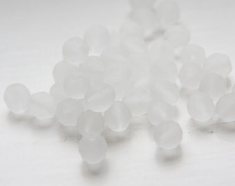 50pcs Czech Fire Polish Faceted Round-Matte Crystal 8mm (FP8186)