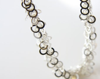 One Foot Sterling Silver Chain-Meshed and Soldered Rings