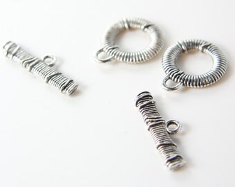 12 Sets Oxidized Silver Tone Base Metal Toggle Clasps (11730Y-K-198A)