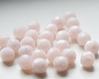 25pcs Czech Fire Polish Faceted Round-Pink Silk 10mm (FP10553)