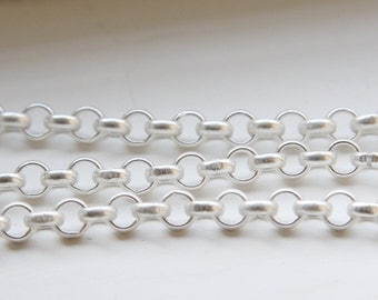 3 Feet Matte Silver Plated Chains-Rolo 6mm (445C05)