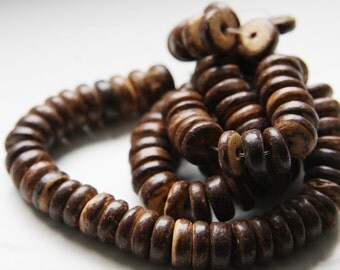 16 Inch Full Strand Coconut Wheels Beads - Disc - 10mm Brown