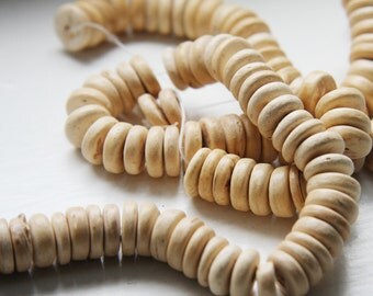 16 Inch Full Strand Coconut Wheels Beads - Disc - 10mm NATURAL