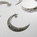 6pcs Oxidized Silver Plated Pendants- Moon 40x33mm (206C-G-207)